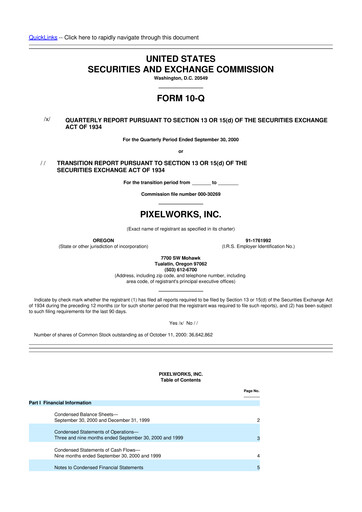 Thumbnail Pixelworks 10-Q Quarterly Report FY 