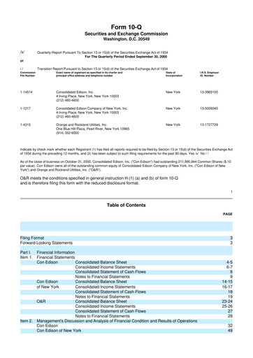 Thumbnail Consolidated Edison 10-Q Quarterly Report FY 