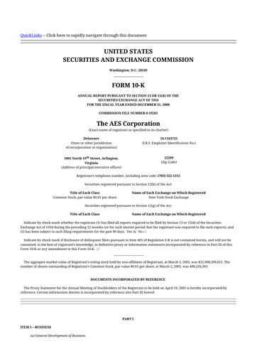 Thumbnail AES 10-K Annual Report 