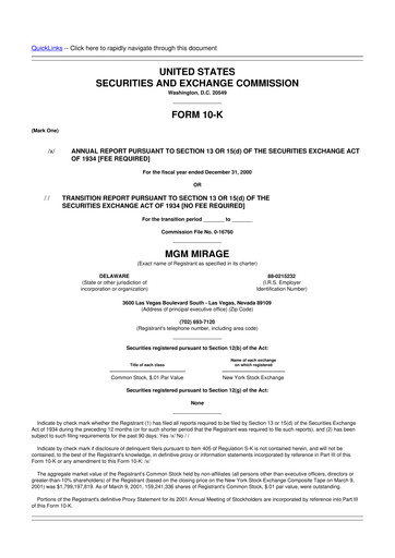 Thumbnail MGM Resorts

 10-K Annual Report 2000