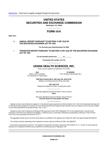 Thumbnail USANA 10-K Annual Report 