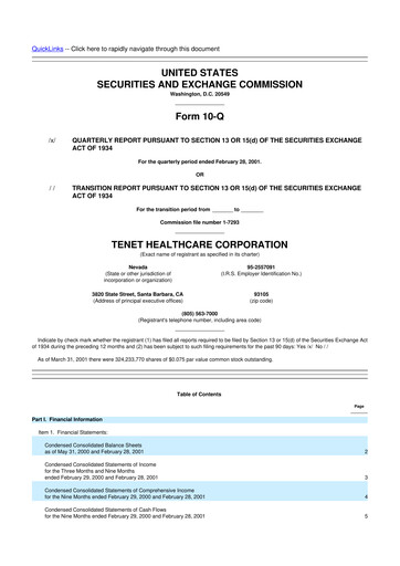Thumbnail Tenet Healthcare 10-Q Quarterly Report FY 