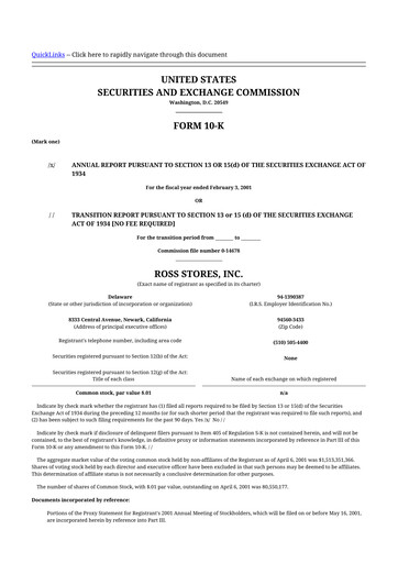 Thumbnail Ross Stores 10-K Annual Report 