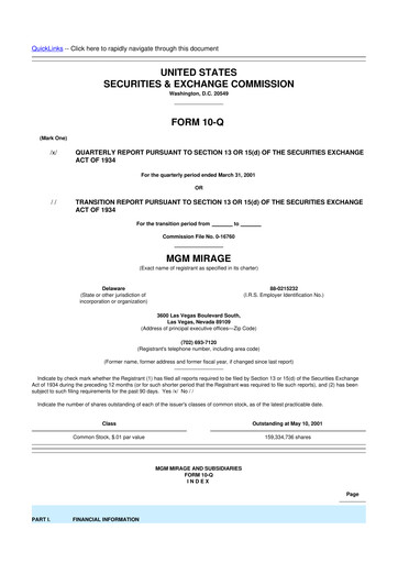 Thumbnail MGM Resorts

 10-Q Quarterly Report FY 