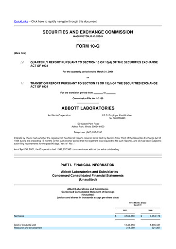 Thumbnail Abbott Laboratories 10-Q Quarterly Report FY 