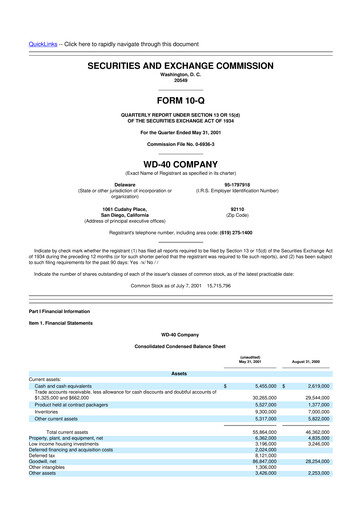 Miniature WD-40 Company
 10-Q Rapport trimestriel  