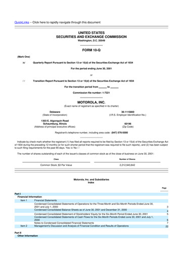 Thumbnail Motorola Solutions
 10-Q Quarterly Report FY 