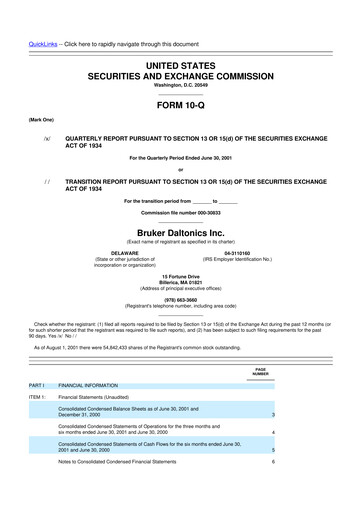 Thumbnail Bruker 10-Q Quarterly Report FY 