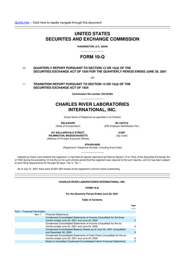 Vorschaubild Charles River Laboratories
 10-Q Quartalsbericht  