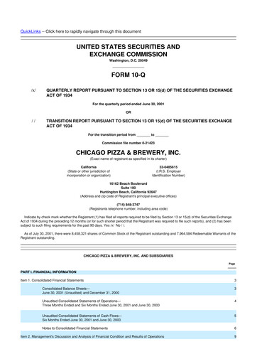 Thumbnail BJ's Restaurants
 10-Q Quarterly Report FY 