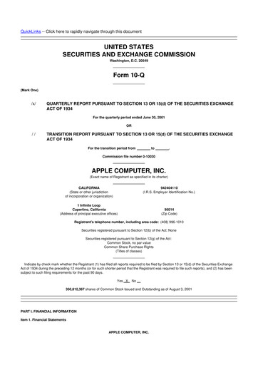 Thumbnail Apple 10-Q Quarterly Report FY 