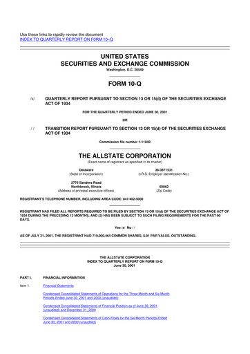 Thumbnail Allstate 10-Q Quarterly Report FY 