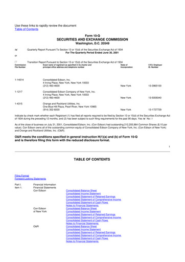Thumbnail Consolidated Edison 10-Q Quarterly Report FY 
