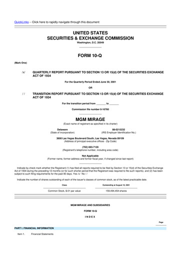 Thumbnail MGM Resorts

 10-Q Quarterly Report FY 