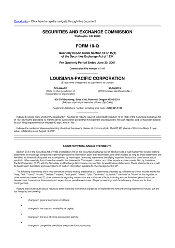 Thumbnail Louisiana-Pacific
 10-Q Quarterly Report FY 