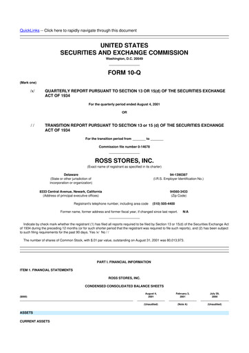 Vorschaubild Ross Stores 10-Q Quartalsbericht  