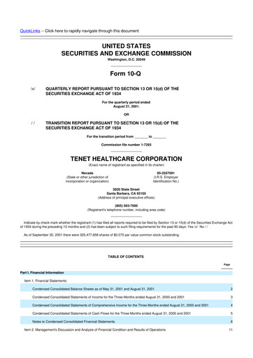 Thumbnail Tenet Healthcare 10-Q Quarterly Report FY 