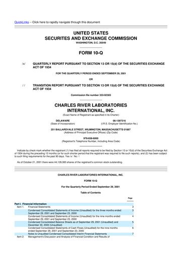 Vorschaubild Charles River Laboratories
 10-Q Quartalsbericht  