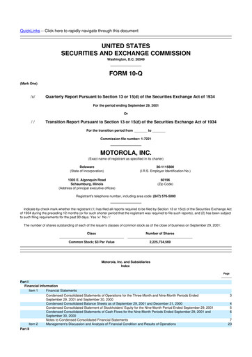 Thumbnail Motorola Solutions
 10-Q Quarterly Report FY 