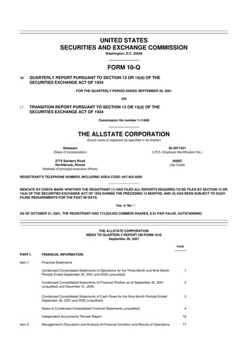 Thumbnail Allstate 10-Q Quarterly Report FY 