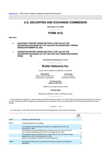Thumbnail Bruker 10-Q Quarterly Report FY 
