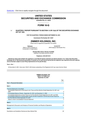 Thumbnail Zimmer Biomet 10-Q Quarterly Report FY 