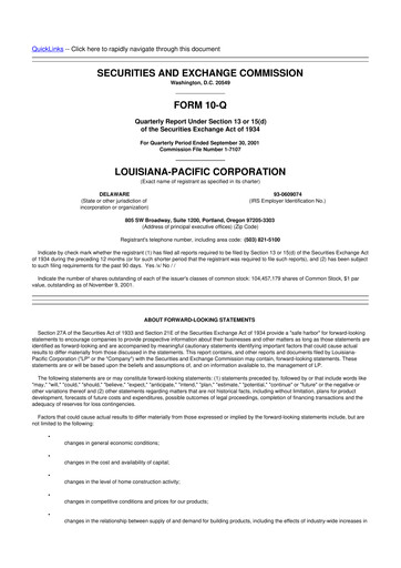 Thumbnail Louisiana-Pacific
 10-Q Quarterly Report FY 