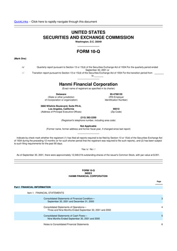 Vorschaubild Hanmi Financial 10-Q Quartalsbericht  