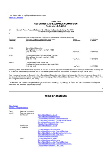 Thumbnail Consolidated Edison 10-Q Quarterly Report FY 