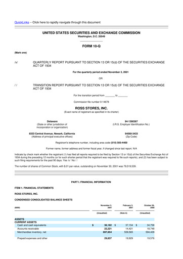 Vorschaubild Ross Stores 10-Q Quartalsbericht  