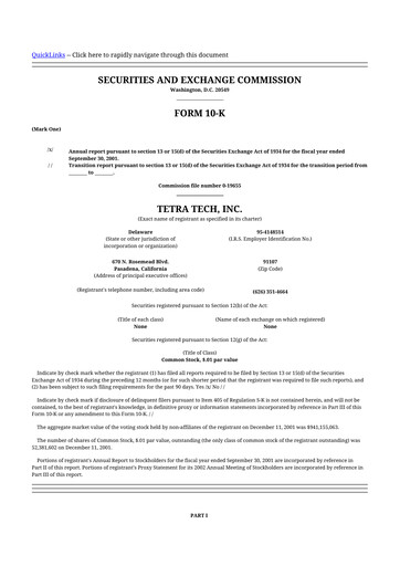 Thumbnail Tetra Tech
 10-K Annual Report 