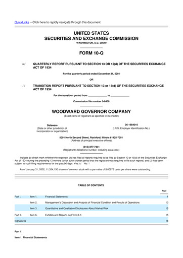 Thumbnail Woodward 10-Q Quarterly Report FY 