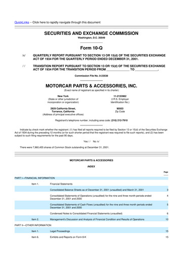Thumbnail Motorcar Parts of America 10-Q Quarterly Report FY 