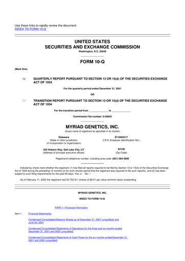 Thumbnail Myriad Genetics 10-Q Quarterly Report FY 