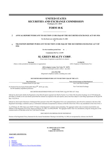 Thumbnail SL Green Realty
 10-K Annual Report 