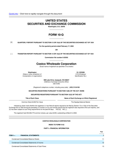 Thumbnail Costco 10-Q Quarterly Report FY 