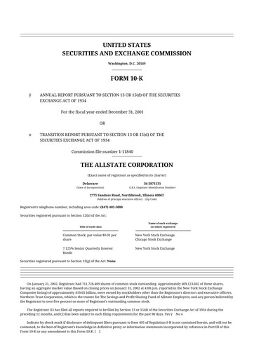 Thumbnail Allstate 10-K Annual Report 