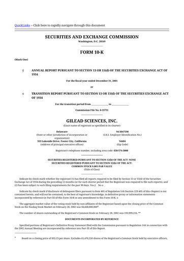 Thumbnail Gilead Sciences 10-K Annual Report 