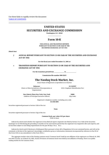 Thumbnail Nasdaq 10-K Annual Report 