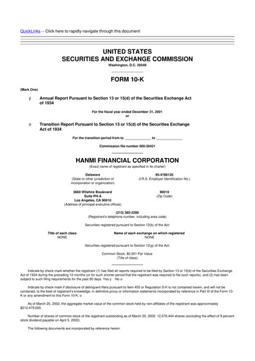 Vorschaubild Hanmi Financial 10-K Jahresbericht 