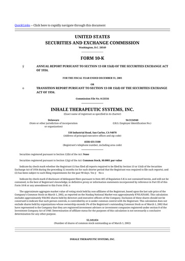 Thumbnail Nektar Therapeutics
 10-K Annual Report 