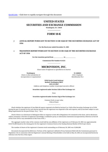 Thumbnail MicroVision 10-K Annual Report 