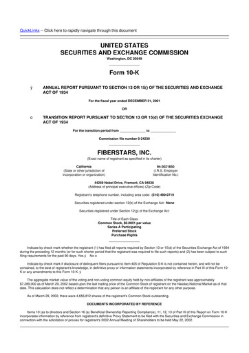 Miniature Energy Focus 10-K Rapport annuel 2001