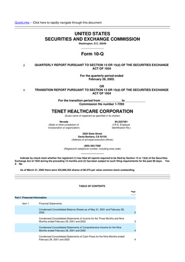Thumbnail Tenet Healthcare 10-Q Quarterly Report FY 