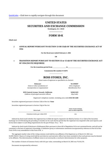 Thumbnail Ross Stores 10-K Annual Report 