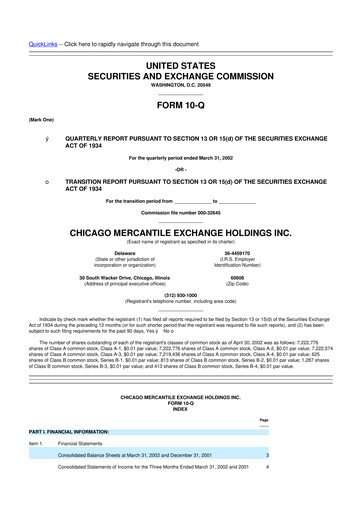 Thumbnail CME Group 10-Q Quarterly Report FY 