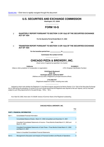 Thumbnail BJ's Restaurants
 10-Q Quarterly Report FY 