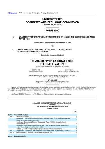 Vorschaubild Charles River Laboratories
 10-Q Quartalsbericht  