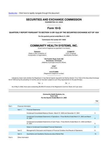 Miniature Community Health Systems
 10-Q Rapport trimestriel  