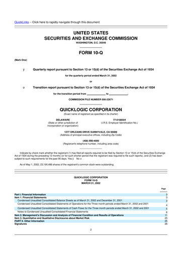 Thumbnail Quicklogic 10-Q Quarterly Report FY 